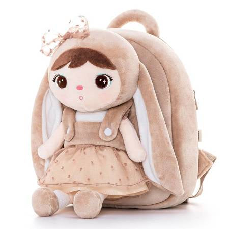 Rucsac Metoo personalizat, model Iepuras brown cu jucarie detasabila (cresa/gradinita)