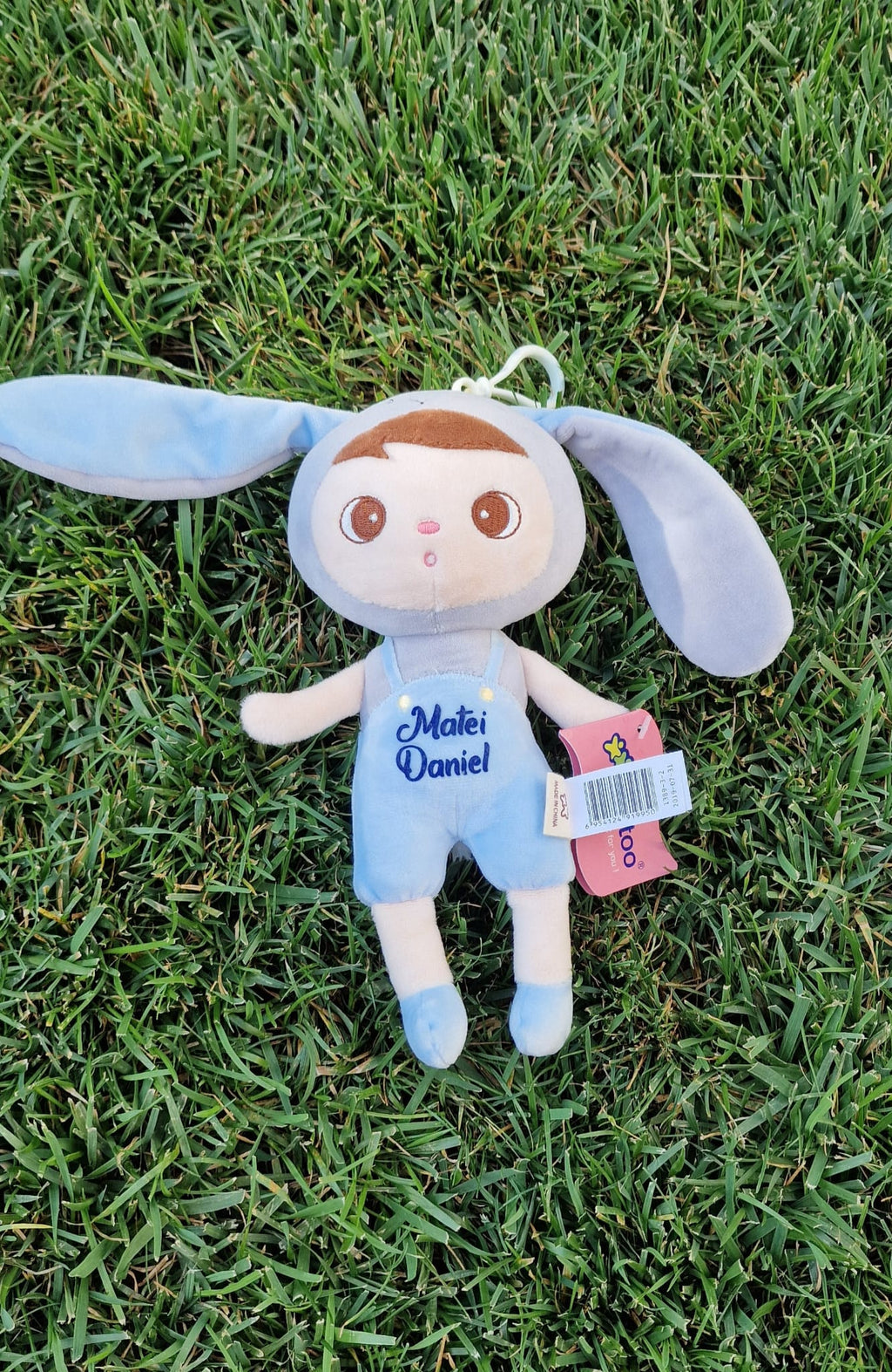 Papusa personalizata cu nume, model Iepure Boy blue - Matei Daniel