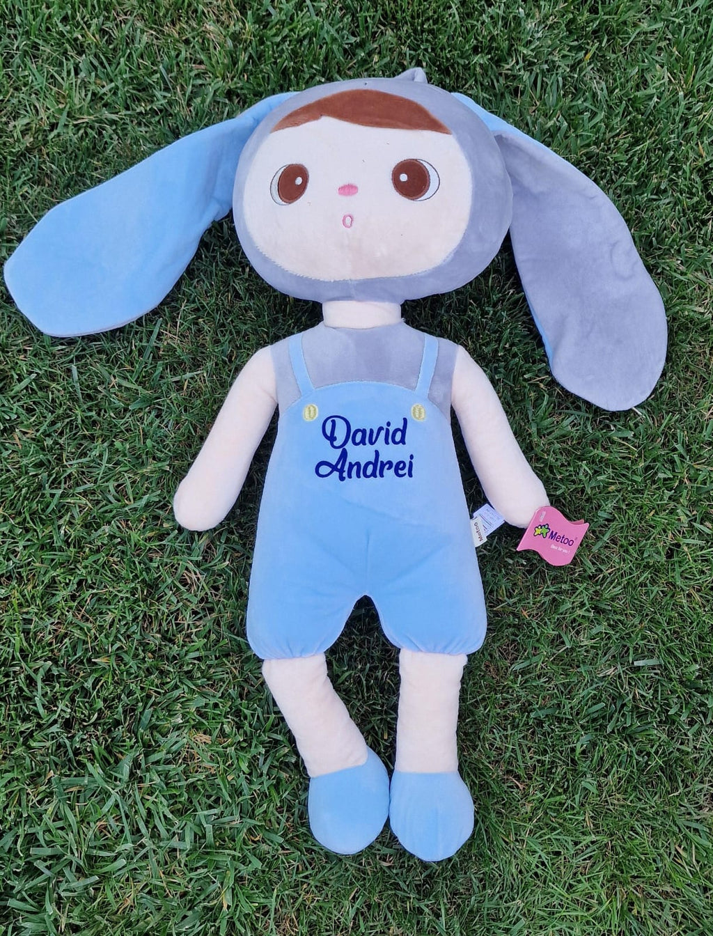 Papusa personalizata cu nume, model Iepuras - David Andrei, 70 cm