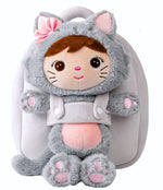Rucsac Metoo personalizat, model Fluffy Cat, cu jucarie detasabila (cresa/gradinita)