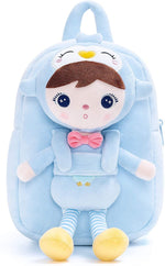 Rucsac personalizat model Pinguin cu jucarie detasabila (cresa/gradinita) - papusipersonalizate