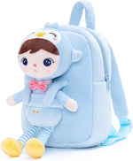 Rucsac personalizat model Pinguin cu jucarie detasabila (cresa/gradinita) - papusipersonalizate